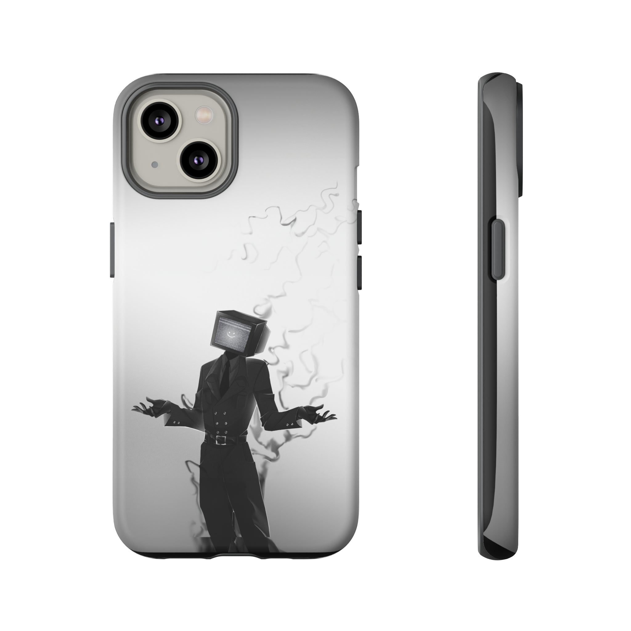 Phone case with smoky gradient TV Man design
