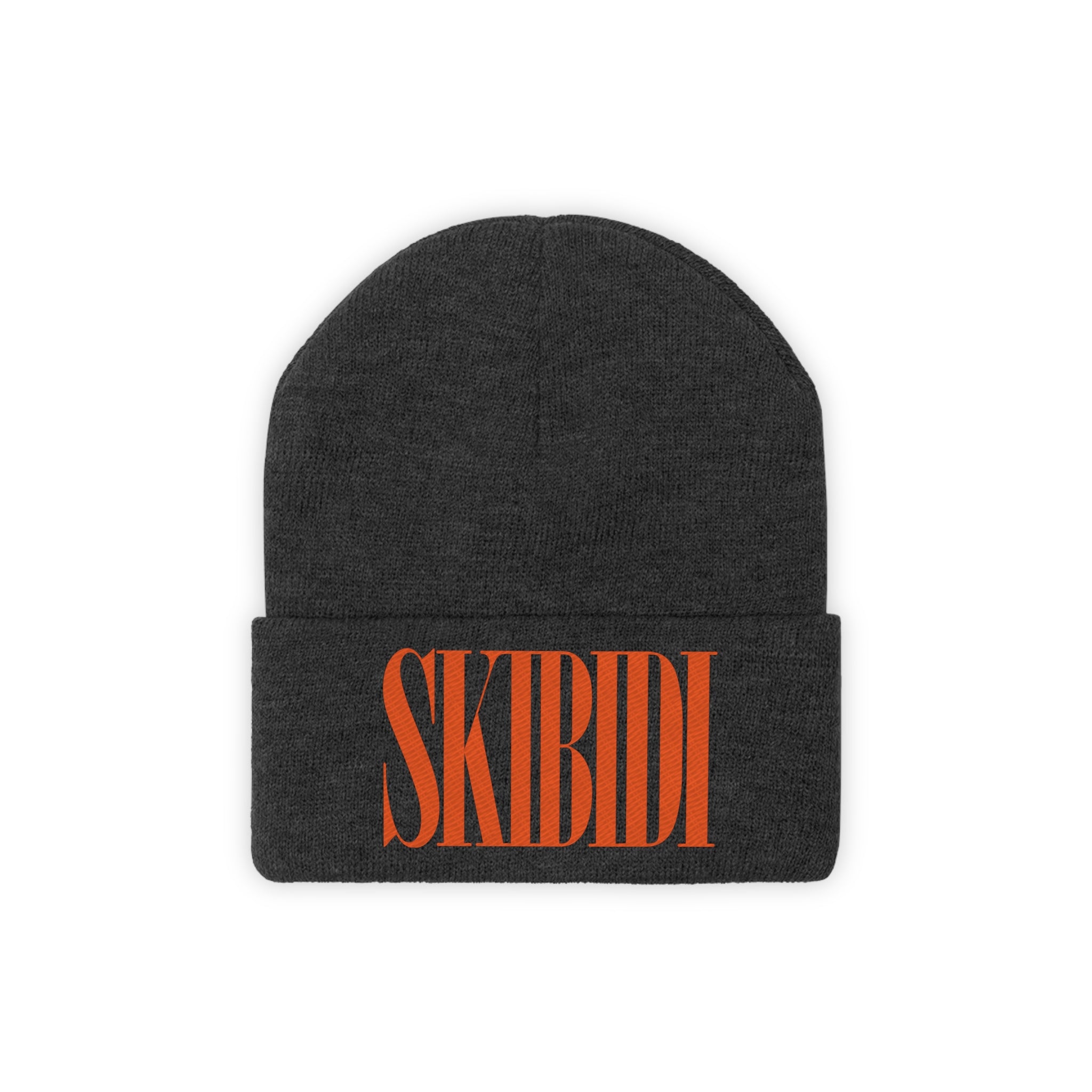  SKIBIDI logo winter beanie, grey, orange font