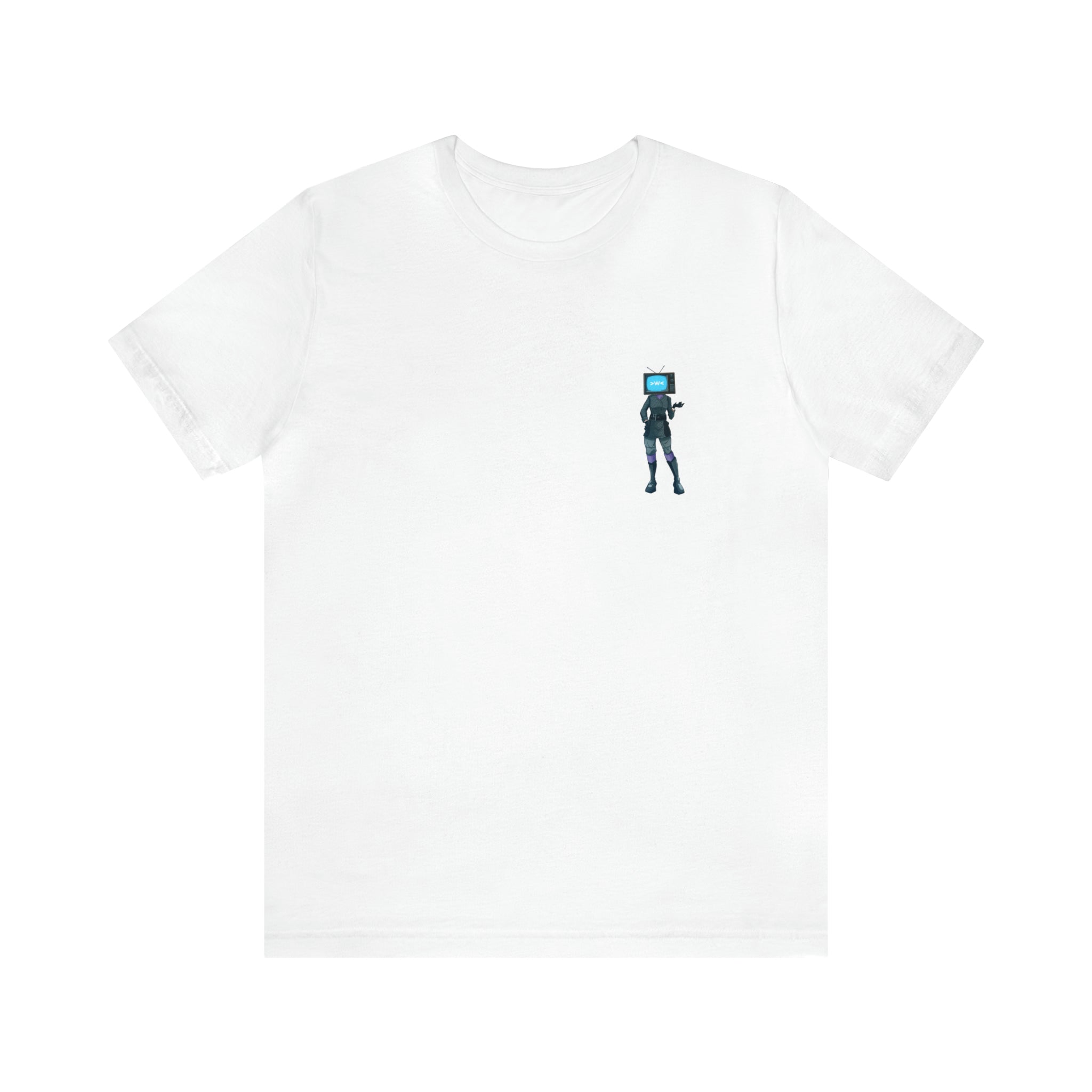 TV Woman in anime style on white tee