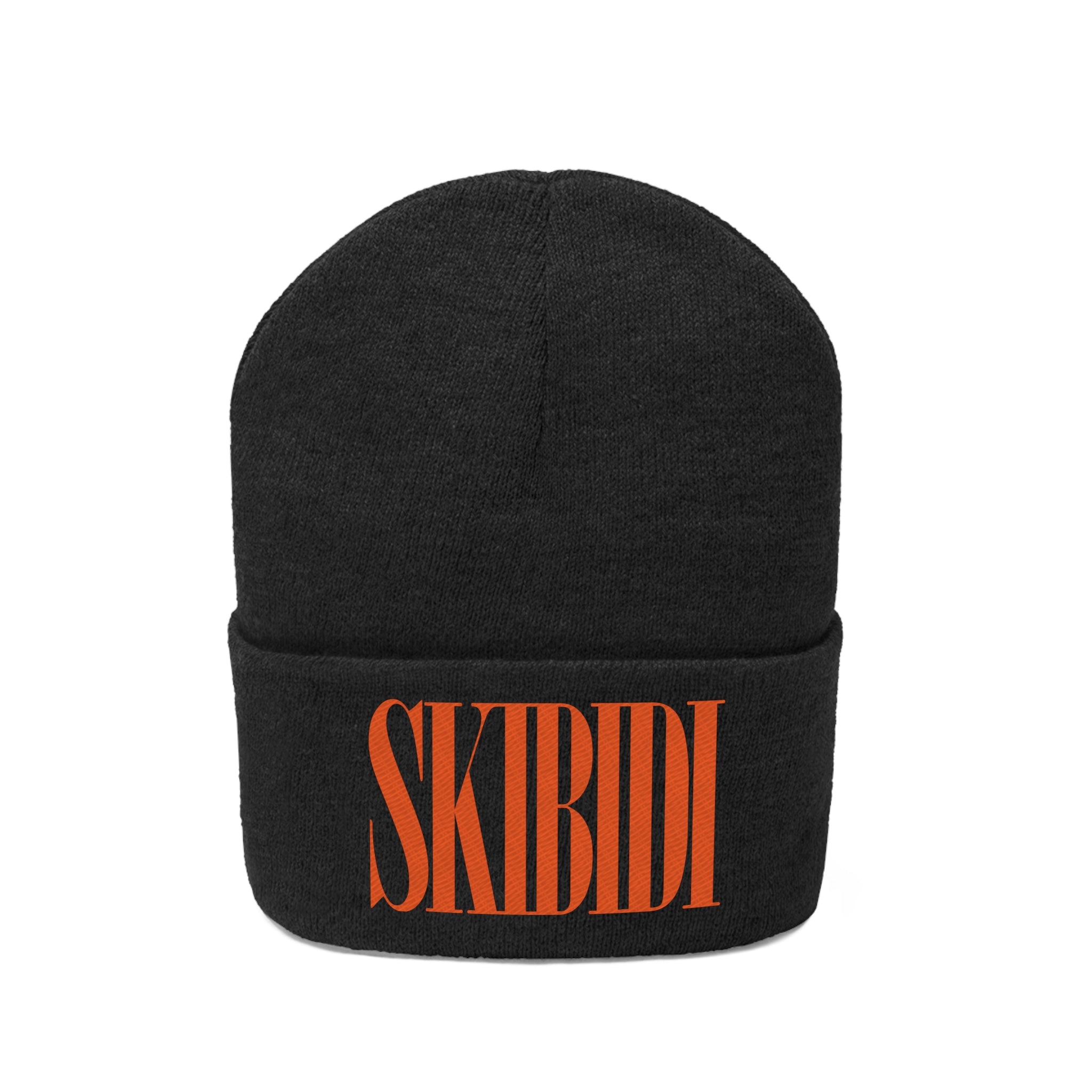 SKIBIDI logo winter beanie, grey, orange font