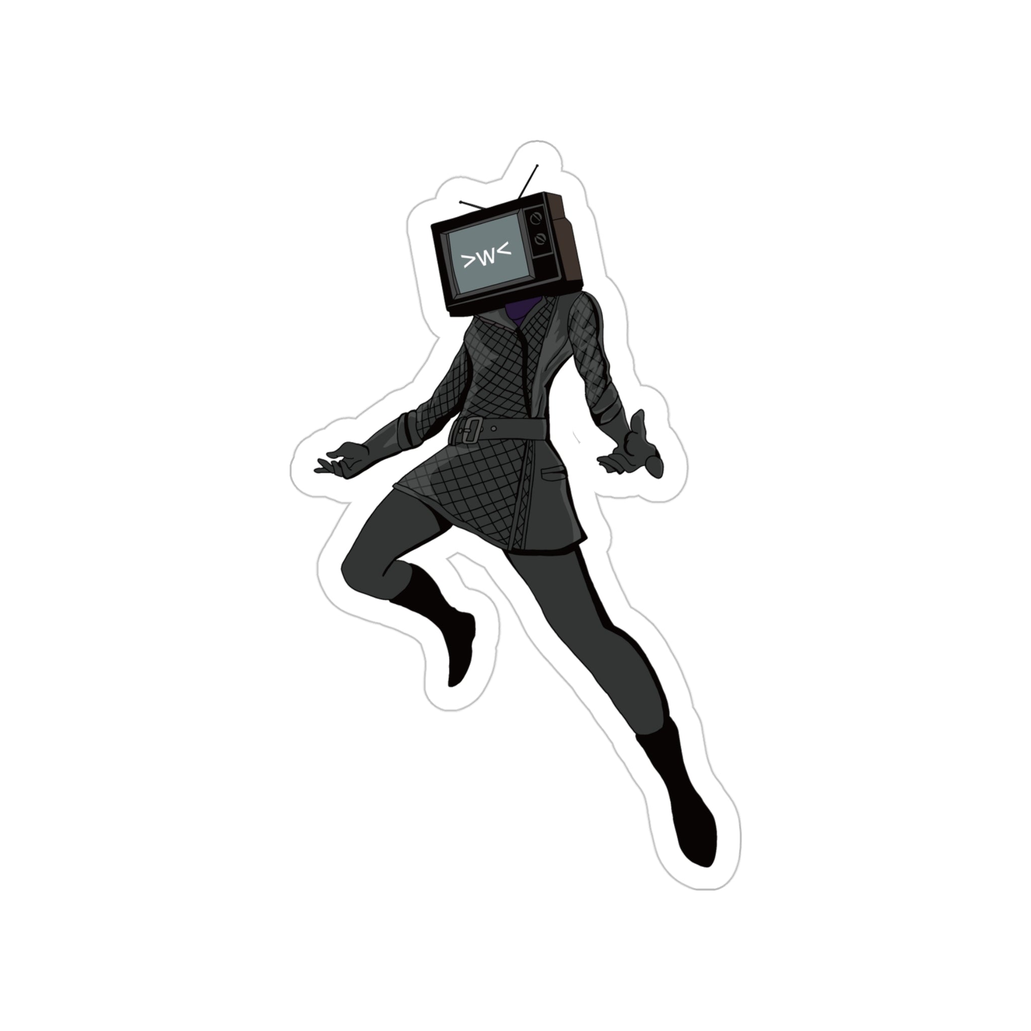Sticker of TV Woman in a jumping pose