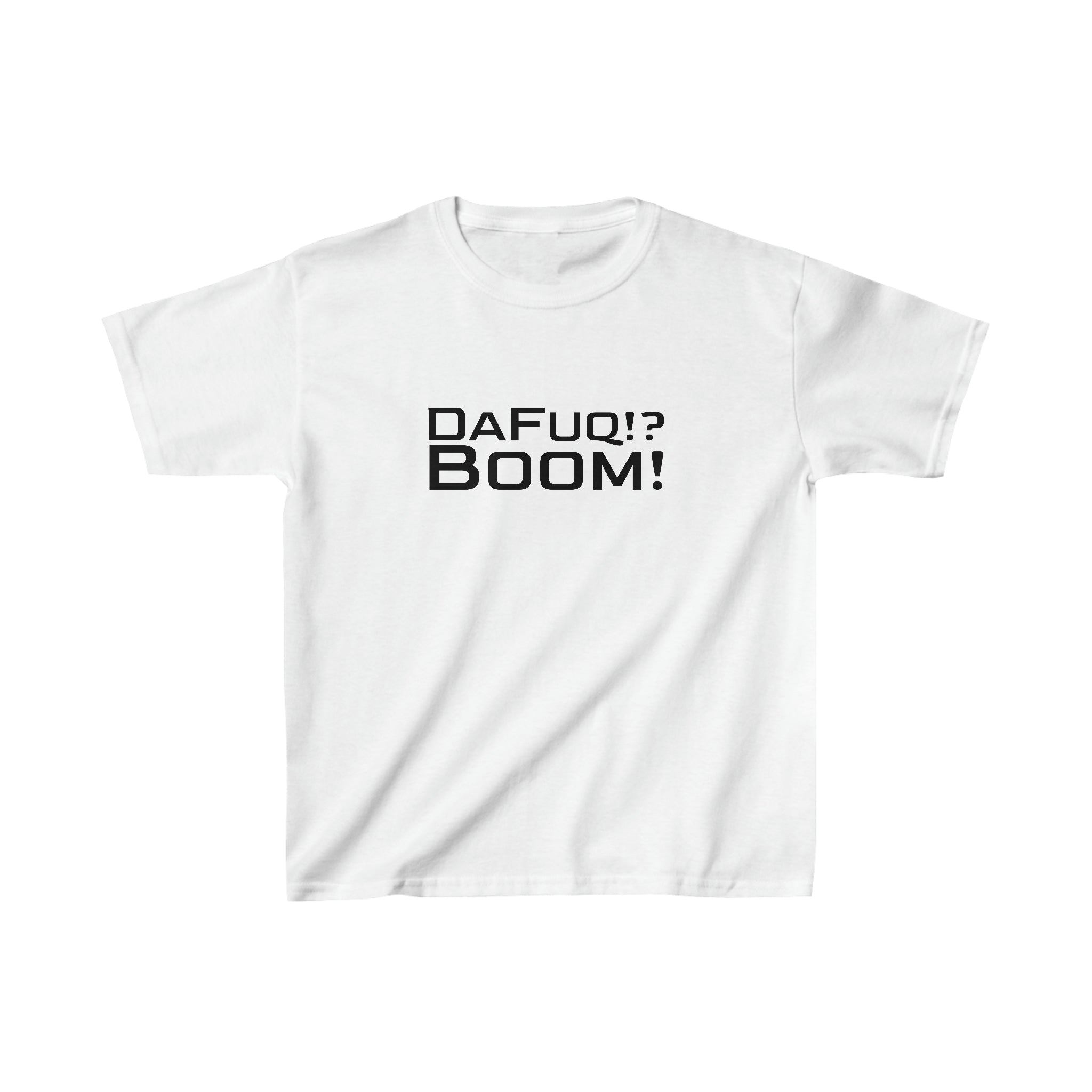 white Youth tee with the DaFuq!?Boom! logo centered